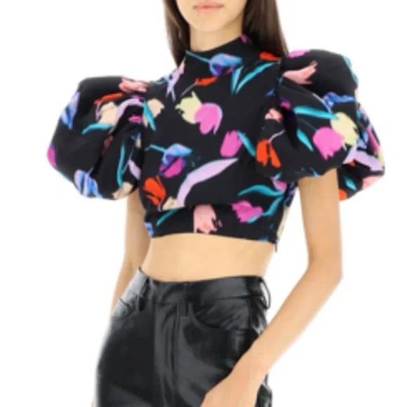 Rotate Birger Christensen Dusk Puffed Sleeve Top - Picture 2 of 6